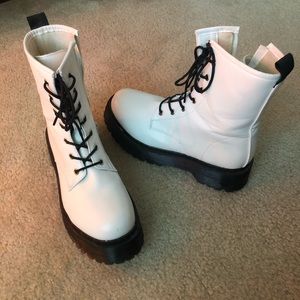 White combat boots. Size 9